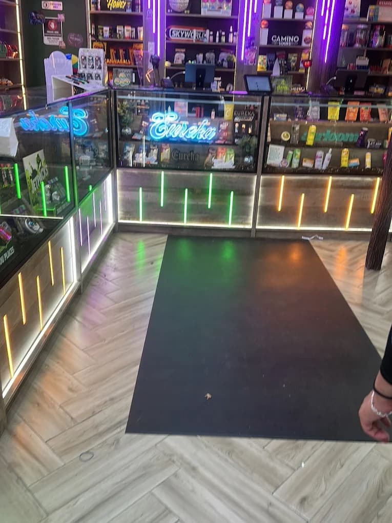 Glowing glass product counter