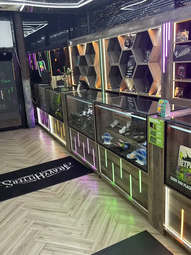 Wide view of the Rezidue dispensary floor and honeycomb walls